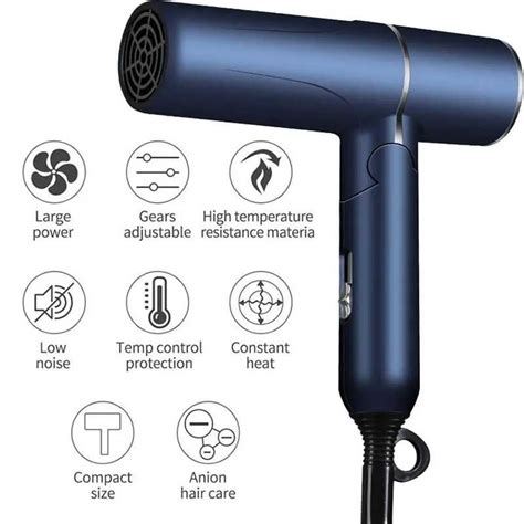 Na Dryer Mini Propesyonal Blue Light Negative Ion Travel Folding Blow Drier Hot Cold Wind Air