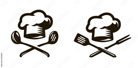 Cook Chef Logo Or Icon Labels For The Menu Of Restaurant Or Cafe