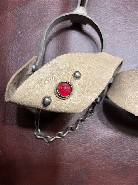 Kids Vintage Toy Metal Spurs Red Jeweled Leather Strap W Chains Ebay