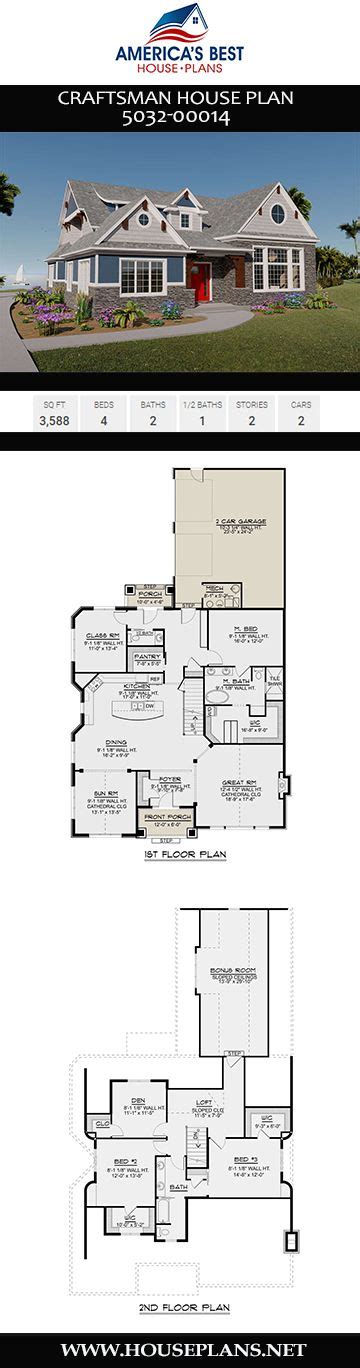 House Plan 5032 00014 Craftsman Plan 3 588 Square Feet 4 Bedrooms