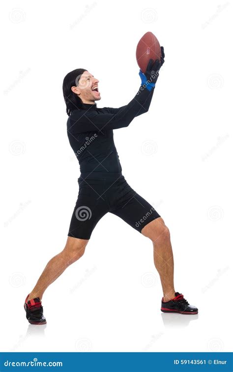 Man Playing American Football Isolated On White Stock Image Image Of