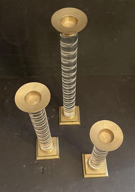 Wonderful Mid Century Modern Lorin Marsh Murano Clear Swirl Lucite Candlesticks For Sale At 1stdibs