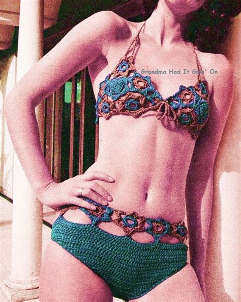 Crochet Bikini Pattern Beach Cover 70s Retro Bathing Suit Etsy