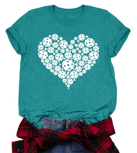 Snapklik.com : Pickleball Shirts Women Pickleball Heartbeat Graphic T ...