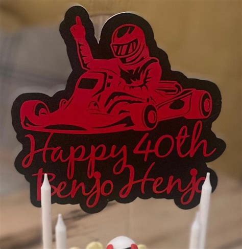 Go Kart Cake Topper Decoration Custom Made Happy Birthday Etsy