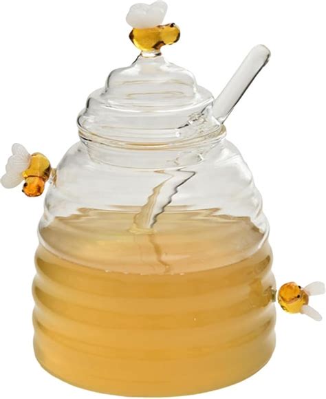 Amazon 300ML Honey Dish Honey Jar With Dipper And Lid Large Glass