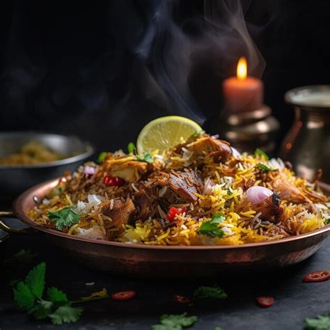 Premium AI Image | Photo of A bowl of Delicious chicken biriyani Pot