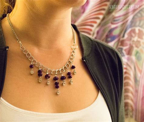 Purple Chain Statement Necklace By Scratchandstitch