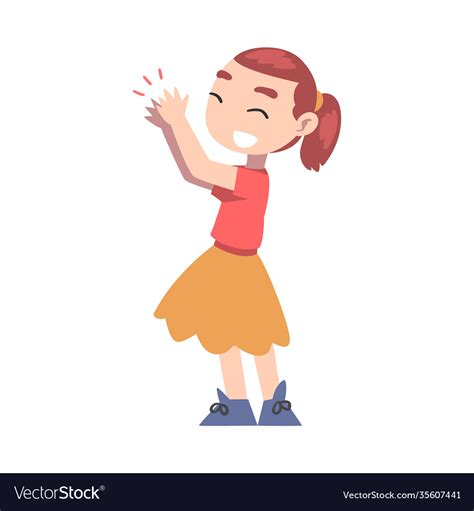 Smiling little girl clapping her hands adorable Vector Image