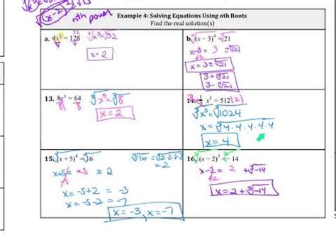 Ch 5 1 Nth Roots And Rational Exponents Ex 1 Finding Nth Roots Ex 4