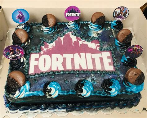 2 Layer Oreo FortNite Sheet Cake With Buttercream Frosting And Edible