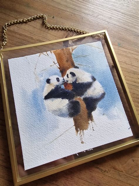 Acuarela Pandas Enamorados Blanca Alvarez Watercolors