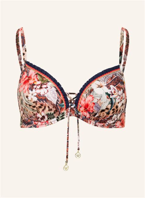 watercult Bügel Bikini Top LEO ALLURES in weiss rot hellbraun