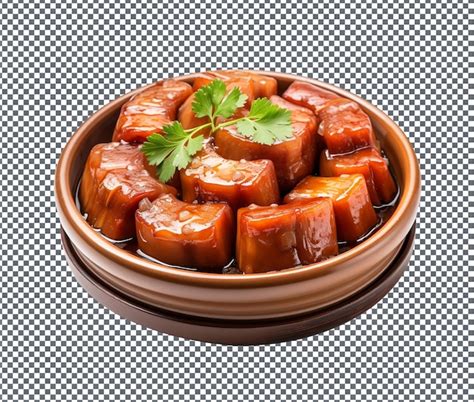 Premium Psd Delicious Braised Pork Belly With Lotus Root Isolated On