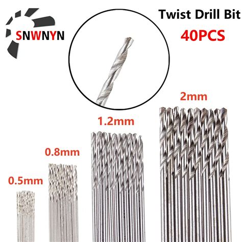 40Pcs HSS Mini Drill Twist Drill Bits Set 0 5mm 0 8mm 1 5mm 2 0mm