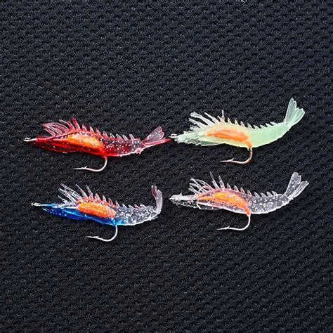 4pcs Tackle Prawn Shrimp Flathead Bream Cod Bass Lure Soft Silicone Plastic Shrimp Fake Bait