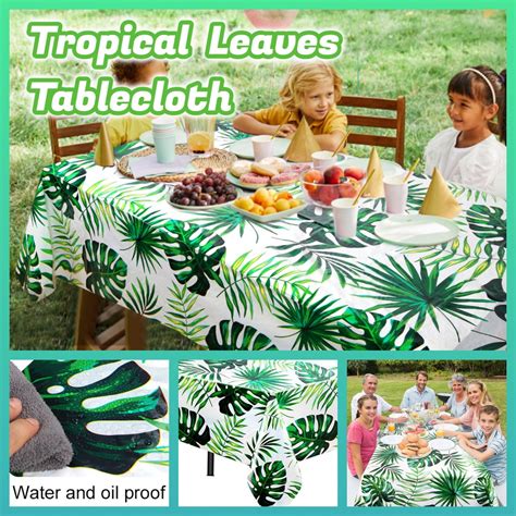 Large Table Hawaii Palm Leaves Pattern Tablecloth Disposable Plastic