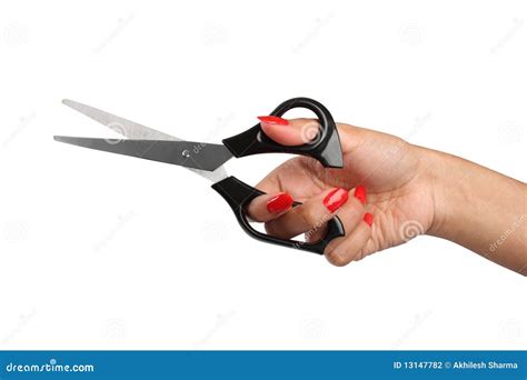 Female Hand Holding A Scissor Stock Photo Image Of Metal Blade