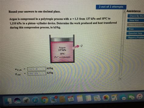 Solved Argon Is Compressed In A Polytropic Process With N Chegg