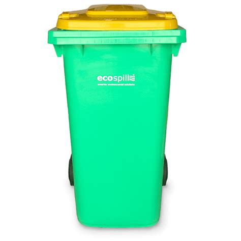 240l Wheelie Bin Lime Green With Yellow Lid Ecospill