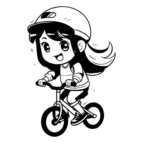 Girl Riding A Bike Vector Illustration Isolated On White Background