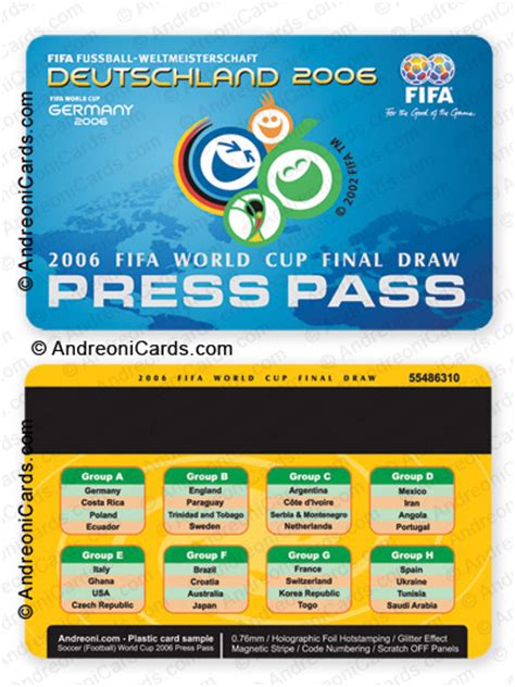 Plastic Press Pass Card Design Sample Fifa World Cup 2006