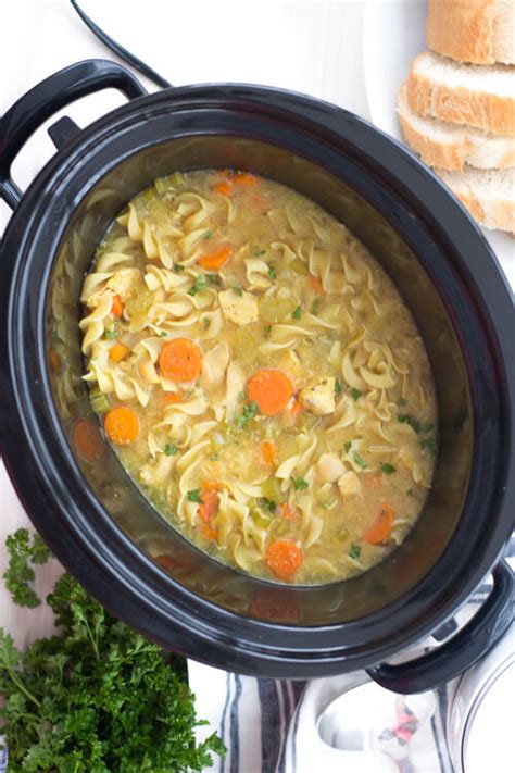 Crockpot Low Fat All Natural Chicken Noodle Soup Panera Copycat The