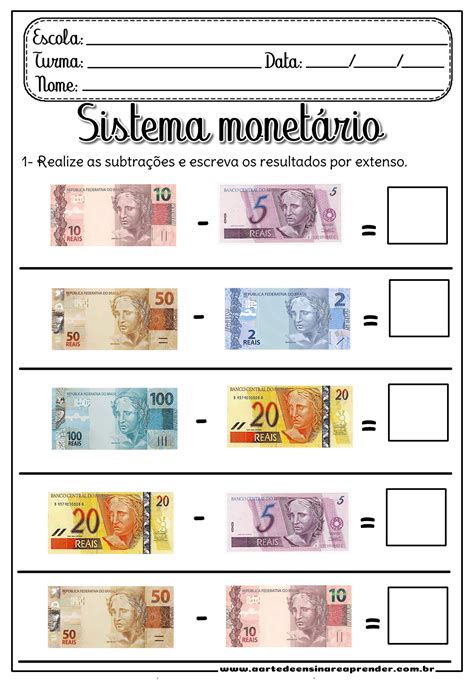 Atividade De Sistema Monetário - Atividade Pronta - Sistema Monetário - A Arte de Ensinar e Aprender ...