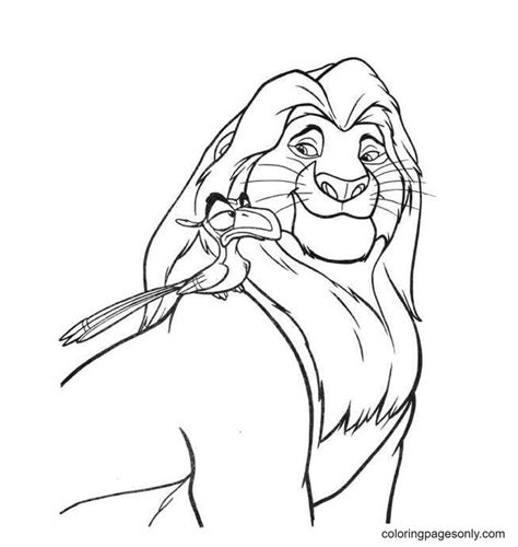 Simba And Zazu Coloring Page - Free Printable Coloring Pages