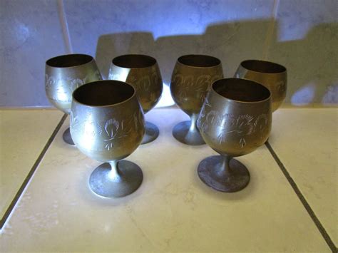 VINTAGE Sex mycket vackra bägare glas i mässi Köp på Tradera