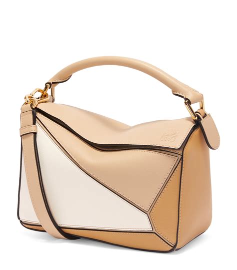 Womens Loewe Beige Small Leather Puzzle Bag Harrods Us