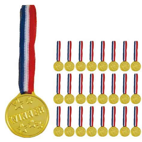 Gold Plastic Winners Medals Pack Of 24 Partyrama