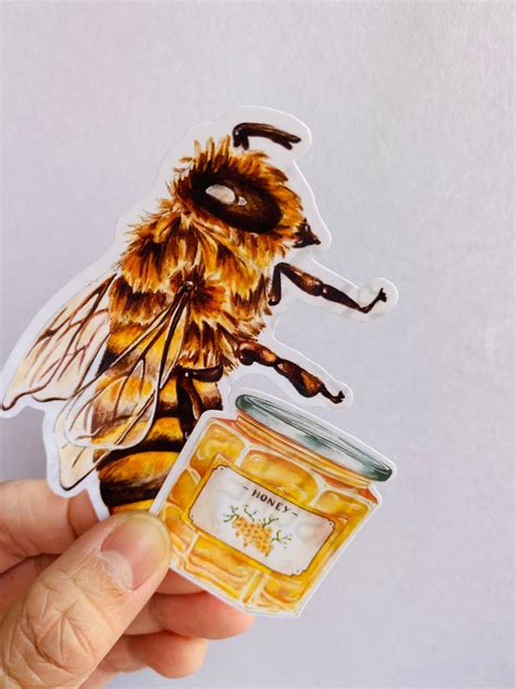 Honey Bee Sticker Set 2 Stickers In A Pack Bee Spring And Etsy