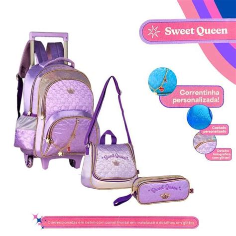 Kit Mochila De Rodinha Princesas Sweet Queen Clio Clio Mochilas