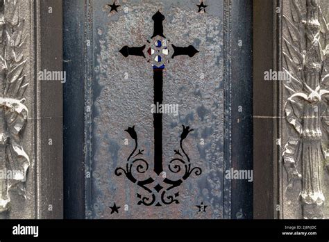 Weathered Metal Door Montparnasse Cemetery Paris France 04 2009