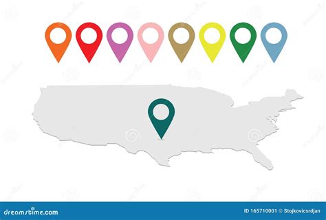 Usa Map Perspective View With Pointers Stock Vector Illustration Of