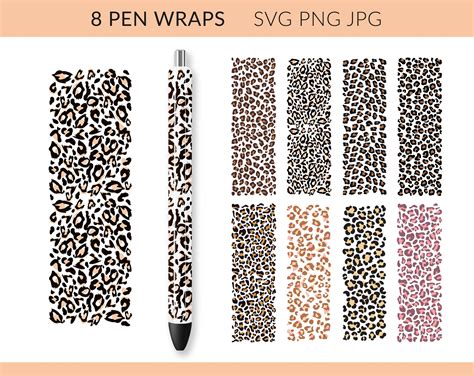 Leopard Pen Wraps SVG Cheetah Pen Wrap Design PNG Print Glitter Pen