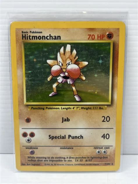 Pokemon Card Wotc Hitmonchan Holo Rare Base Set Card Hp Eur