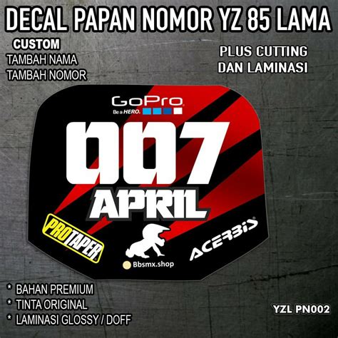 Jual Decal Papan Nomor Yz Lama Glosy Premium Custom Sticker