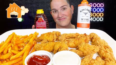 Asmr Spicy Chicken Tenders With Hot Honey And Fries Mukbang Eating