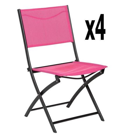 Lot De 4 Chaises Pliantes BELVEDERE Framboise Noir Dim L 45 5 X P