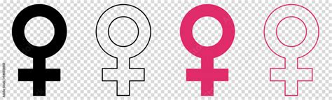 Female symbols. Feminism icons. Flat and line art style. Vector ...