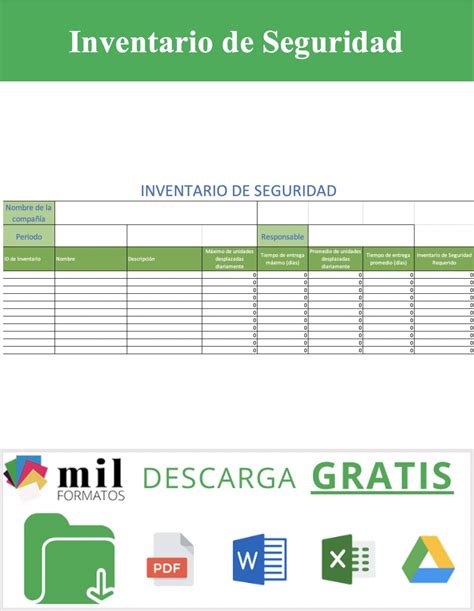 Inventario De Seguridad Ejemplos Formatos Word Excel