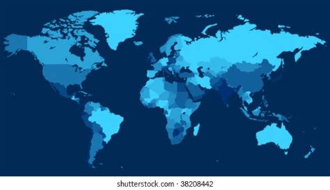 World Map Countries On Blue Background Stock Vector (Royalty Free ...