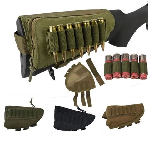 Tactical Rifle Shotgun Buttstock Cheek Rest Rifle Stock Ammo Shell Nylon Magazine Molle Pouch