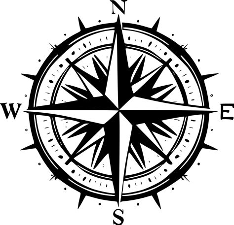 Compass Rose Black And White Isolated Icon Vector Illustration