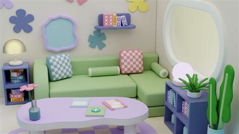 Cozy Cartoon Living Room | CGTrader