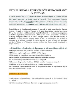 Establishing A Foreign Invested Company In Vietnam PDF