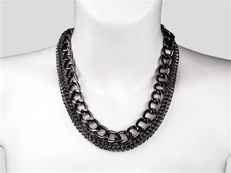 Double Layered Chain Necklace Chunky And Dainty Chainmail Jewelry