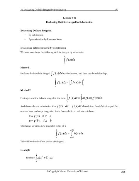 Solution Evaluating Definite Integral By Substitution Lecture 31